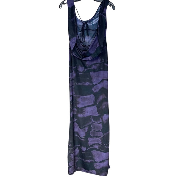 ASOS Design long dress bardotsheer purple black maxi low draped sexy back size 6 - Picture 4 of 8
